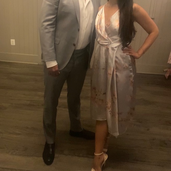 ASOS DESIGN minimal drape satin midi dress in occasion floral - Picture 6 of 7